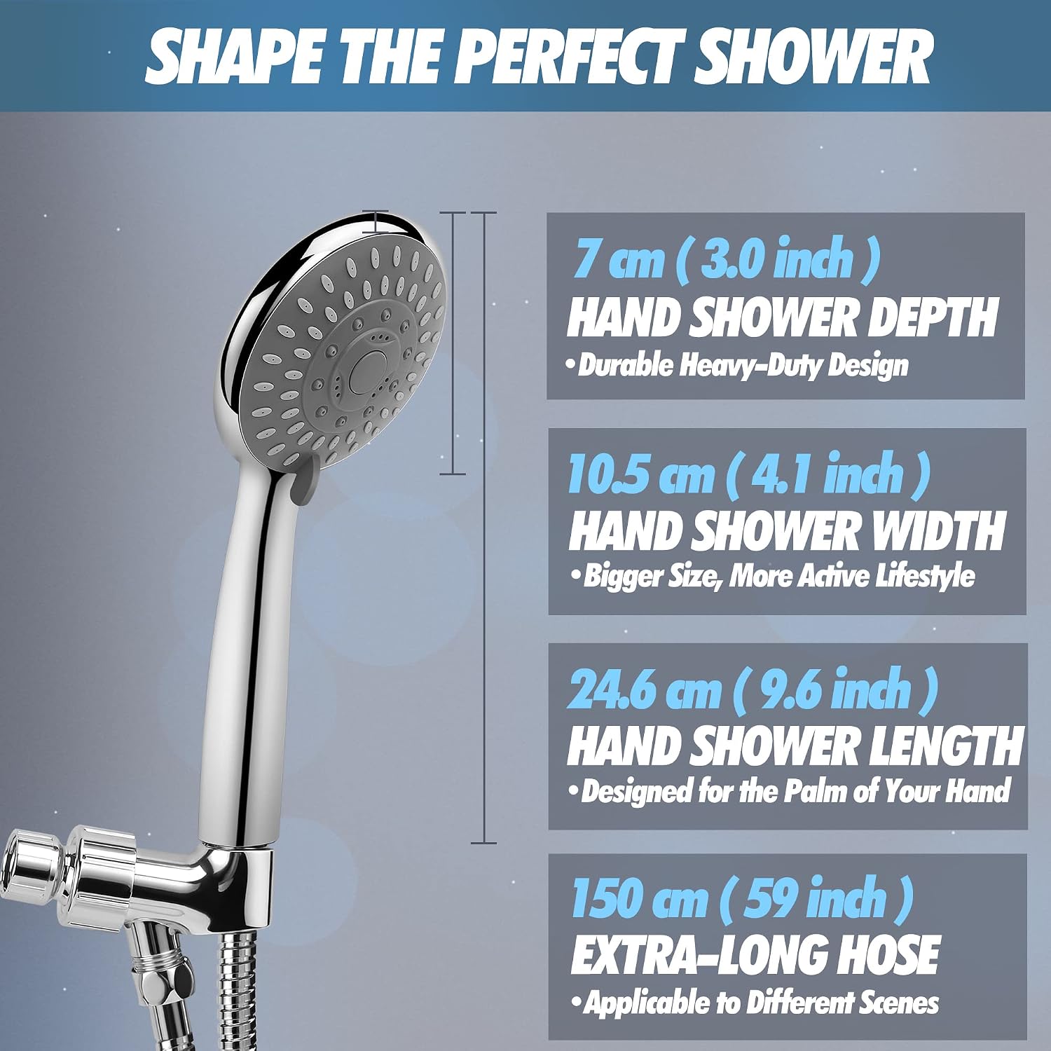 Shower Head, Arespark 5-Settings 4.1" Chrome Face High Pressure Handheld Shower Head