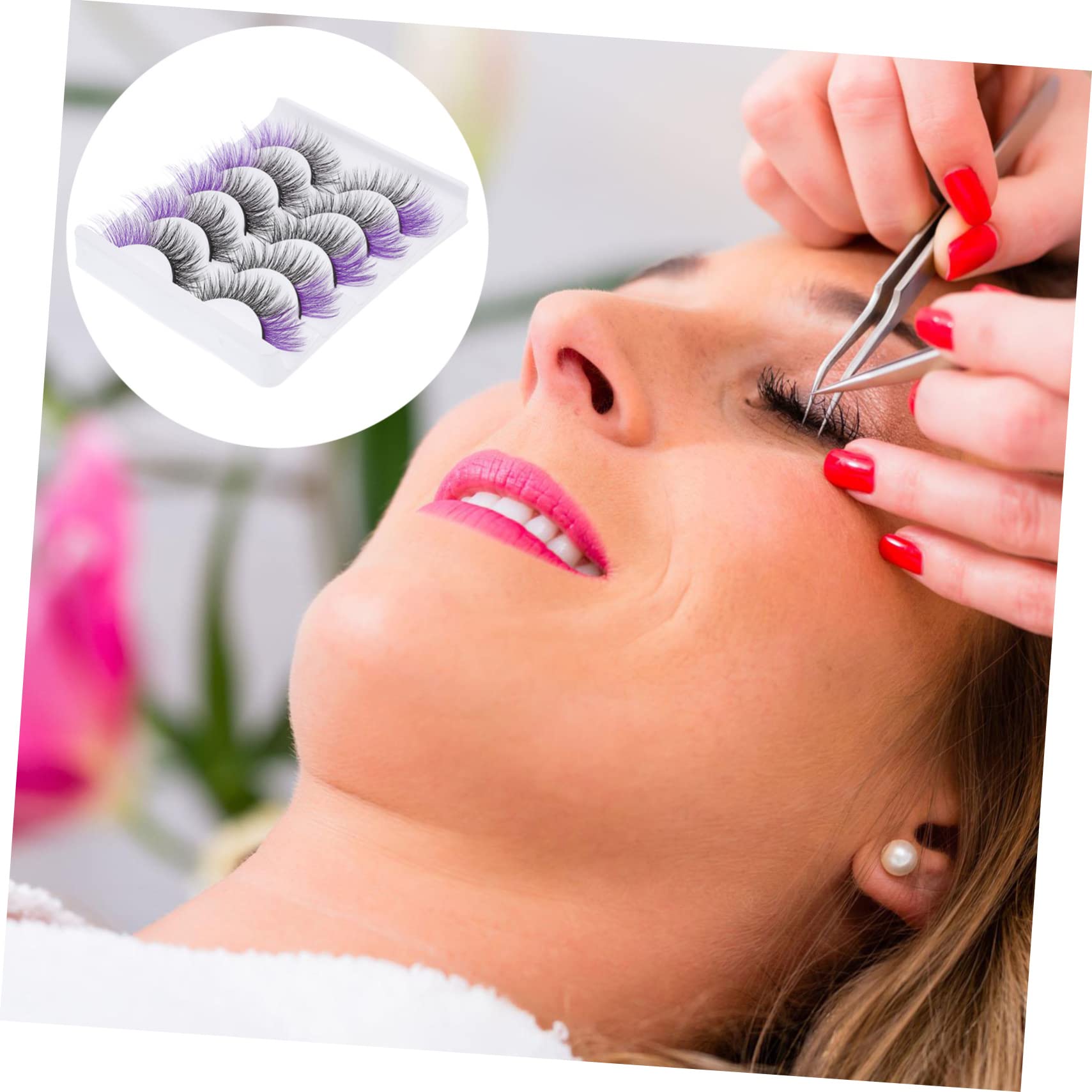 FRCOLOR Wimpern Violett 25 Paar Farbige Falsche Wimpern Halloween-wimpern Lange Flauschige Wimpern Farbige Wimpernverlängerung Wimpernverlängerungen Violett Nachahmung Von Verlängern Ende Des Auges
