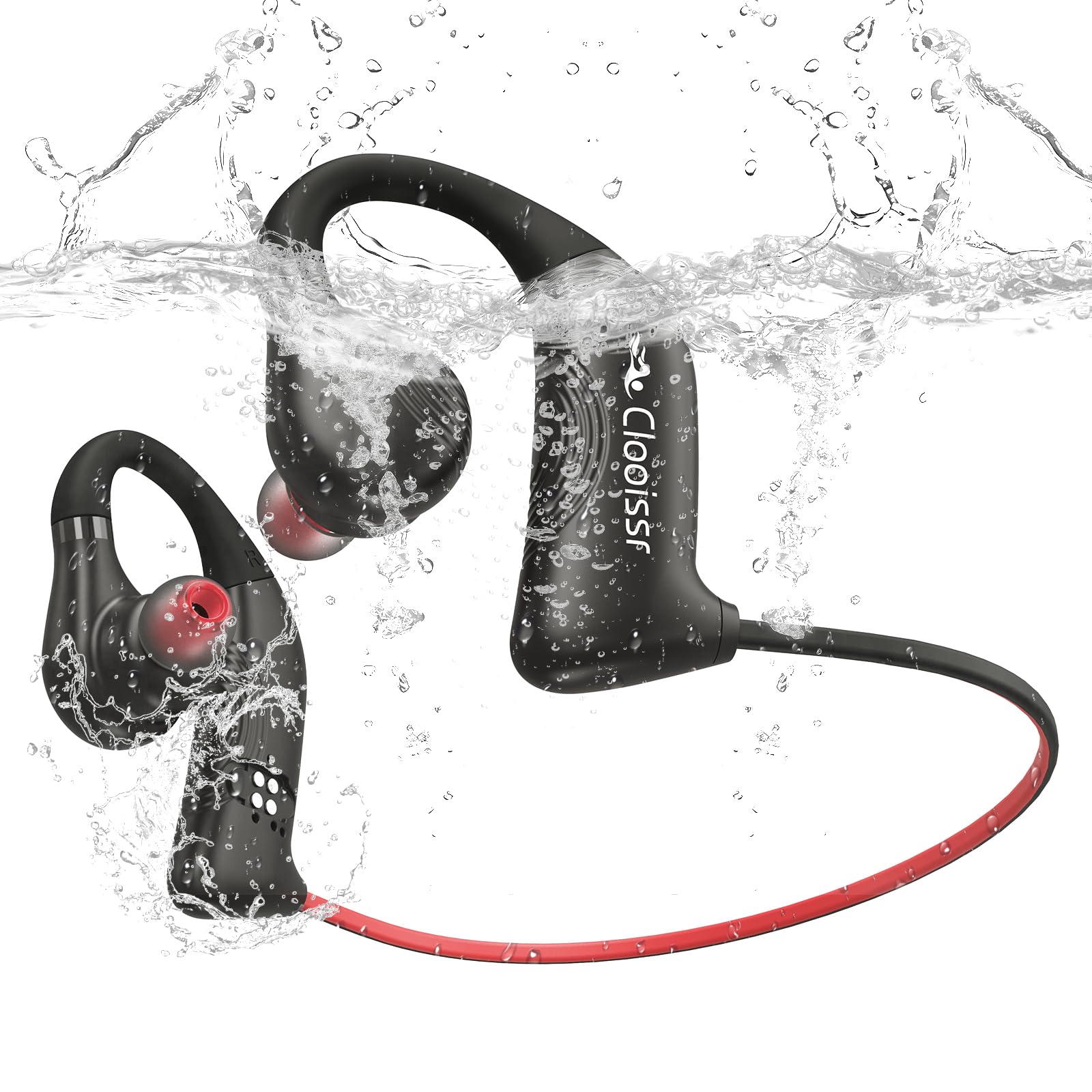 Auricolari impermeabili IPX8 per nuoto, cuffie subacquee con lettore MP3 e Bluetooth, suono HiFi e cancellazione del rumore, design in-ear per nuoto, corsa e ciclismo (8 GB)