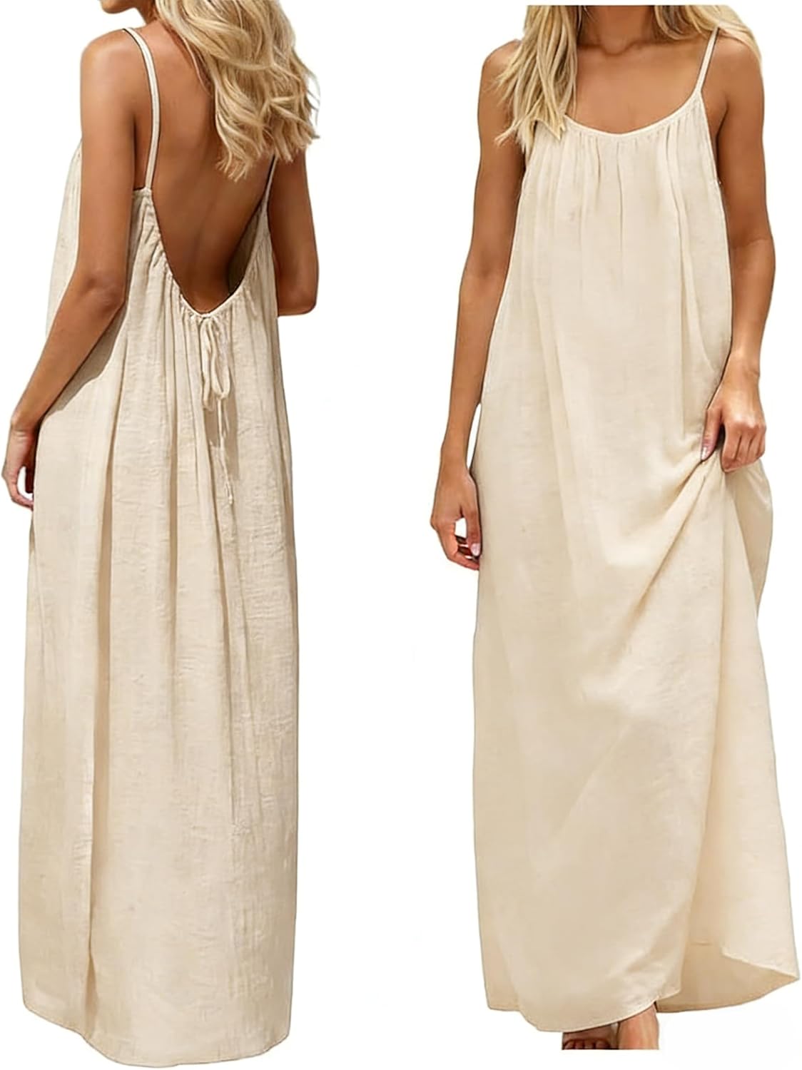 Backless Cami Dress Backless Dress House Dress for Women Sleeveless Long Cami Lounge Dress Backless for Indoor Summer Wear