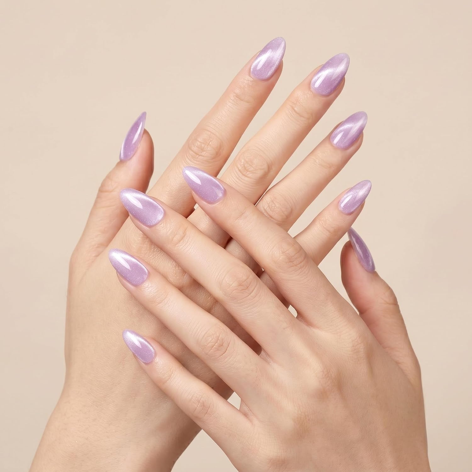 Sun&Beam Nails Handmade Press-On Nails Medium Almond Lilac (#120 M) image 3