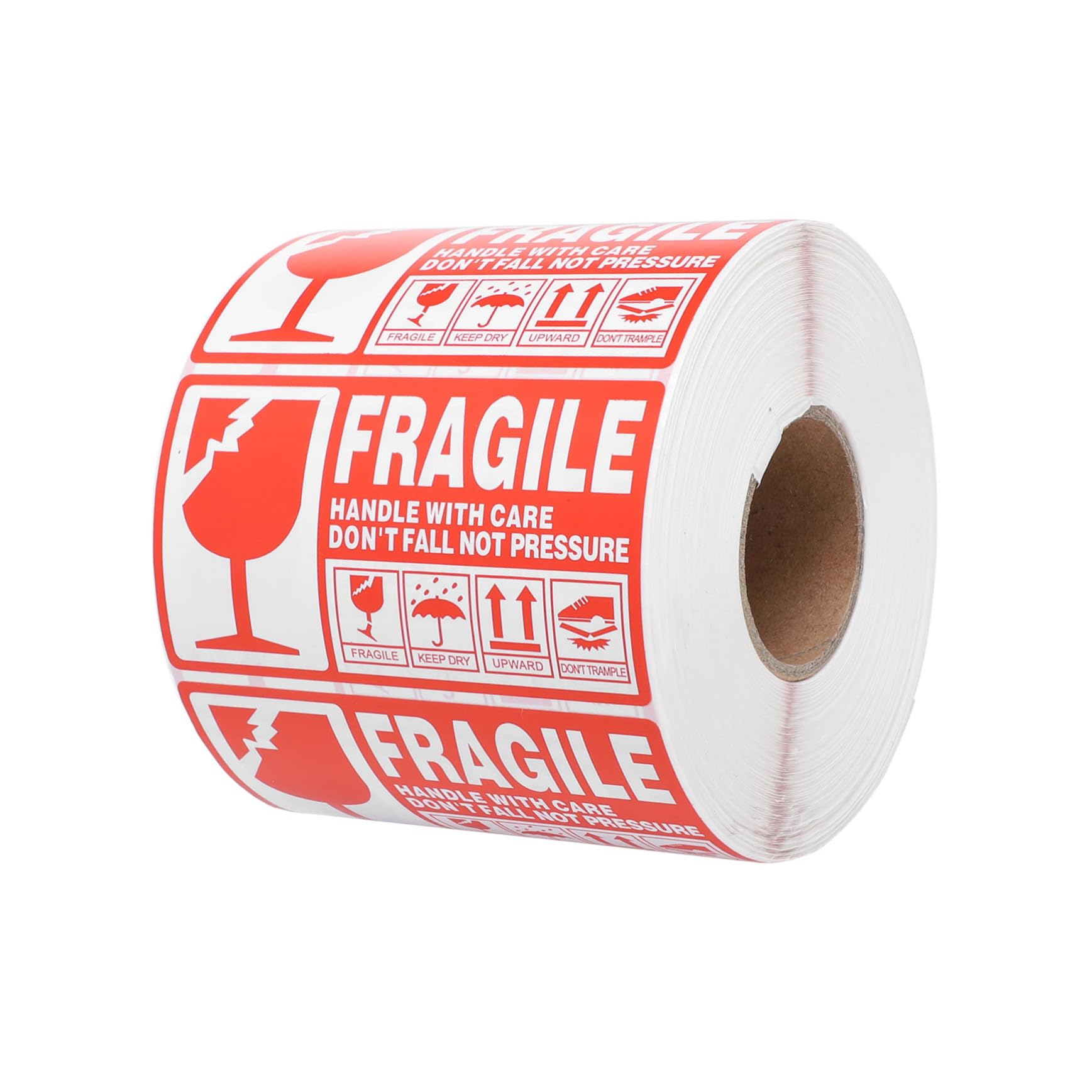 Etichette Adesive Fragili Rosse 1 Rotolo in Carta Patinata | Avvertenza per Spedizioni, Formato Leggero e Facile da Conservare, Uso su Colli e Imballaggi