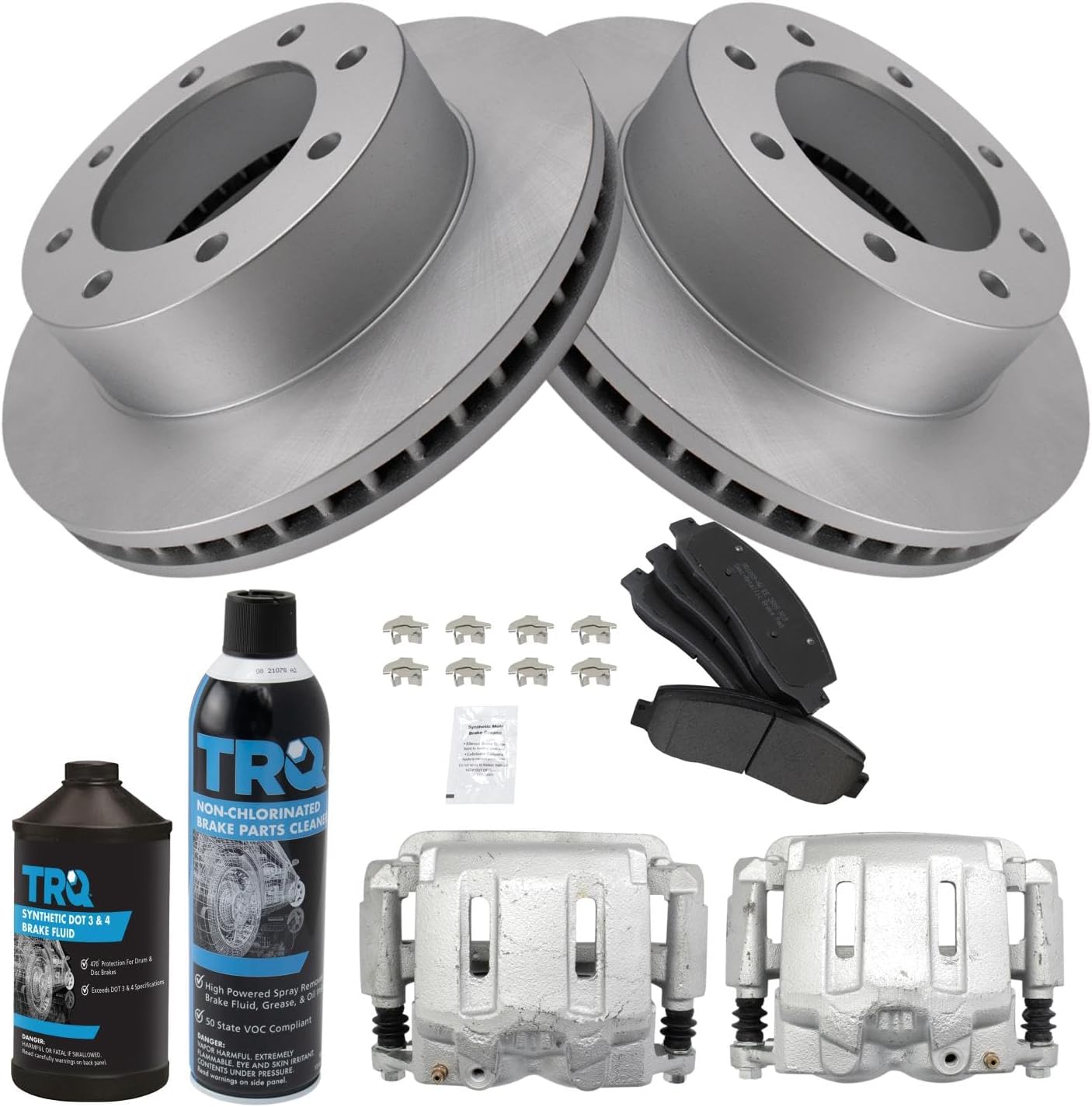 TRQ Front Brake Pad & Rotor Kit Semi-Metallic Compatible with 2005-2012 Ford F-250 Super Duty F-350 Super Duty