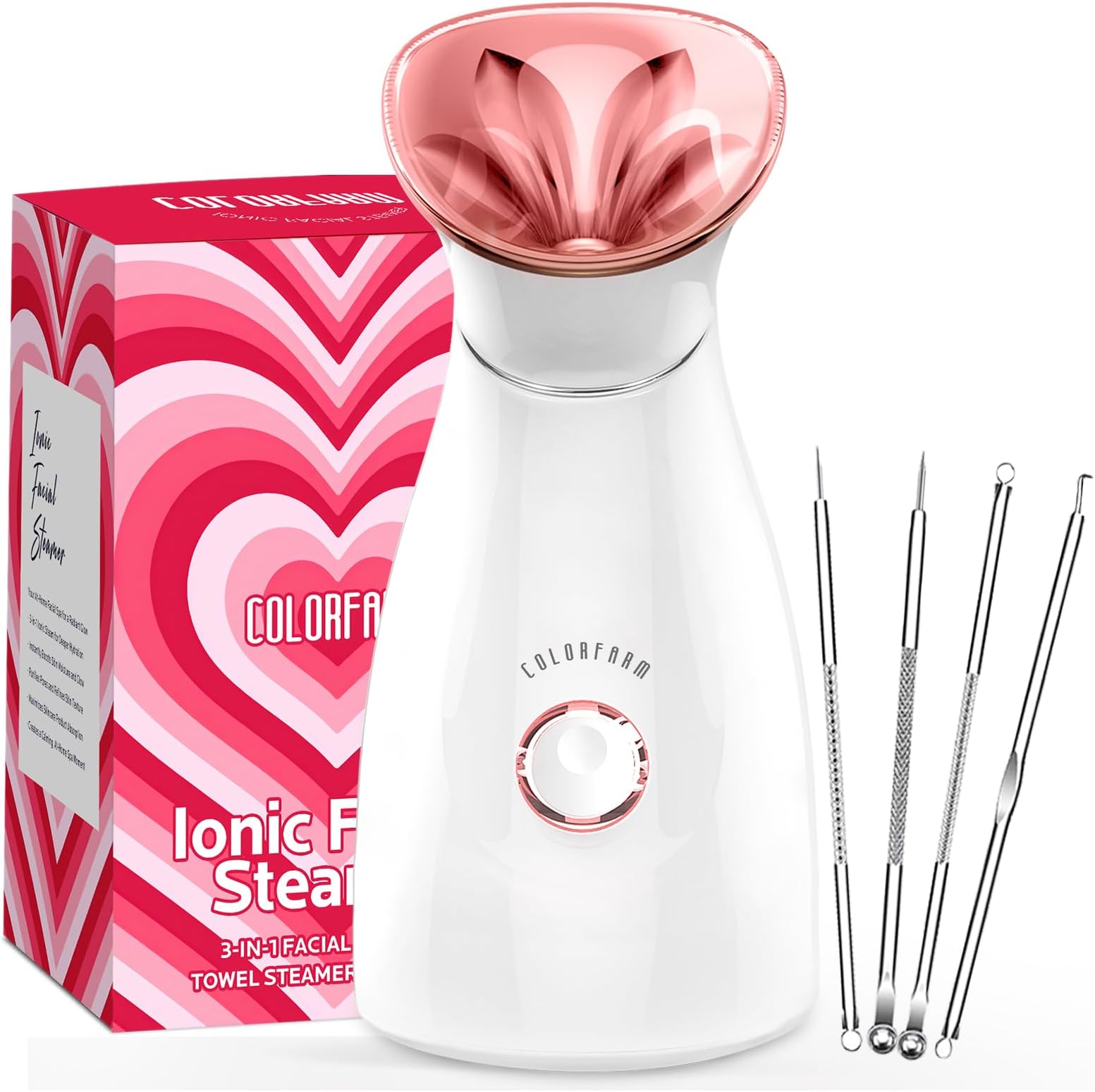 Colorfarm Facial Steamer Nano Ionic: Face Steamer Deep Cleaning Unclogs Pores - Humidifier Hot Mist Home Sauna Spa for Women Men Sinuses Moisturizing