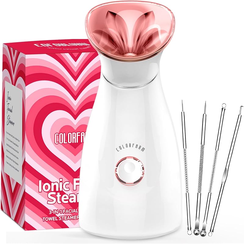 Colorfarm Vaporizador facial con vapor nano iónico para limpieza profunda Home Spa | Nanoniebla fina, limpieza profunda de poros, hidratación de la piel, refresca la piel seca, cuidado facial relajante, brillo de aspecto saludable