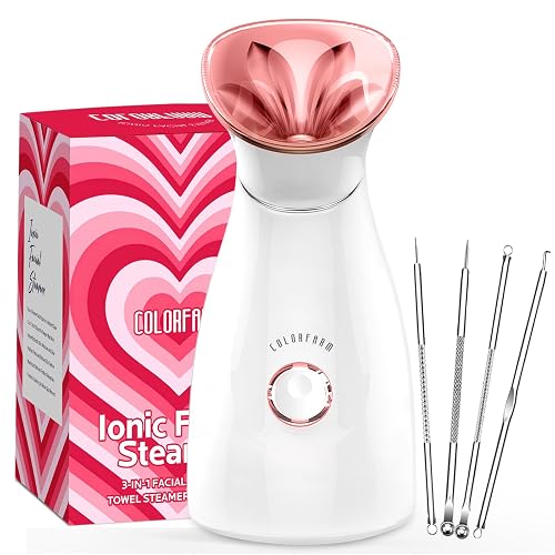 Colorfarm Facial Steamer Nano Ionic: Face Steamer Deep Cleaning Unclogs Pores - Humidifier Hot Mist Home Sauna Spa for Women Men Sinuses Moisturizing