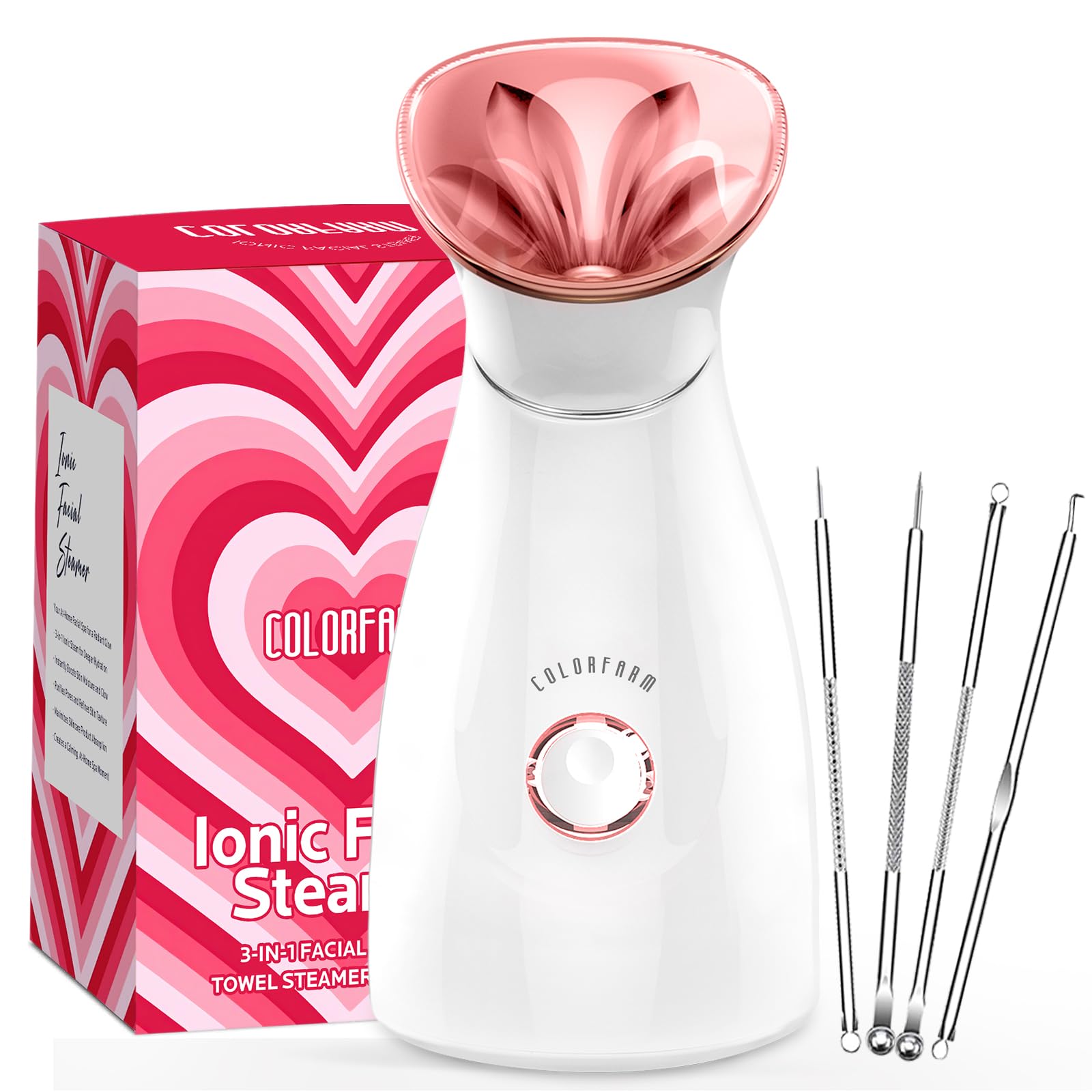 Colorfarm Facial Steamer Nano Ionic: Face Steamer Deep Cleaning Unclogs Pores - Humidifier Hot Mist Home Sauna Spa for Women Men Sinuses Moisturizing