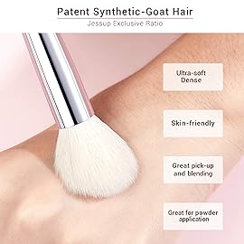 Jessup Brand 25pcs Professional Makeup Brush Set Beauty Cosmetic Foundation Powder Blusher Eyeshadow Blending Highlight Concealer Natural-Synthetic Hair Brushes Set (Pearl White/Silver)