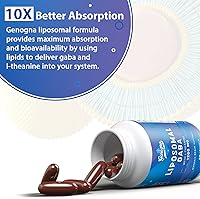 Vista 2 de Genogna GABA liposomal con L-teanina 1200mg - Paquete de 2 suplementos GABA de alta biodisponibilidad, 120 cápsulas para adultos