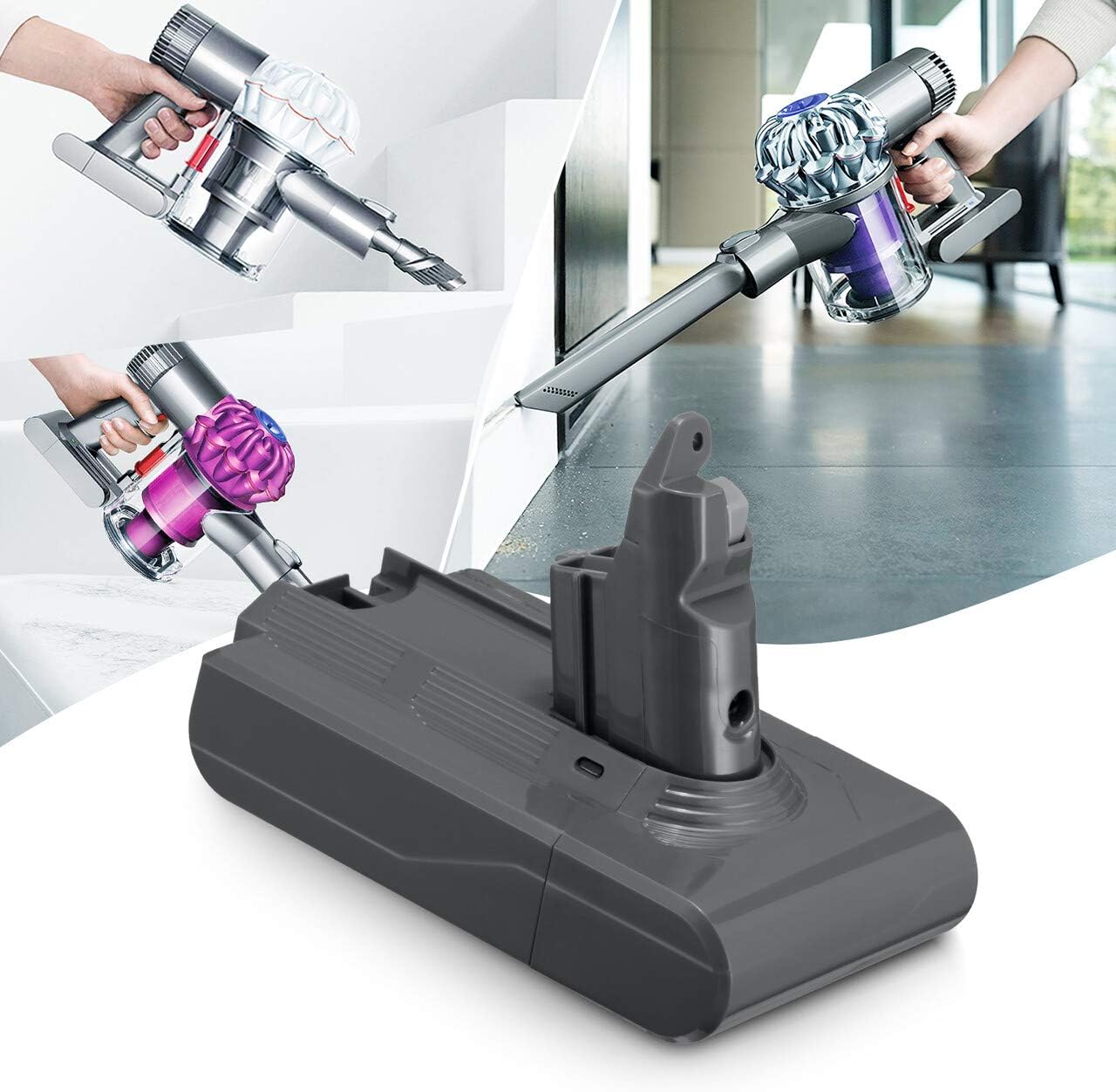 Dutyone 3500mAh Replacement Battery Compatible with V6 21.6V 595 650 770 880 DC59 DC58 DC61 DC62 DC72 DC74 Handheld Vacuum Cleaner DC59 DC62 with 2 Filters and 1 Brush