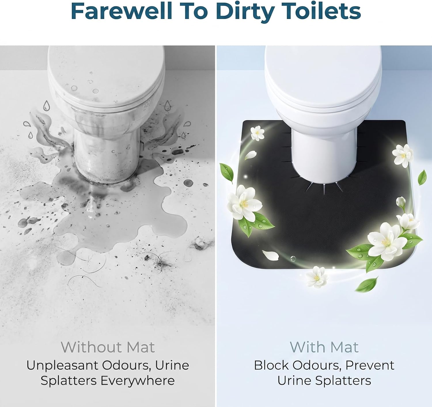 4 Pack Toilet Mats, Upgrade Toilet Floor Protector from Urine