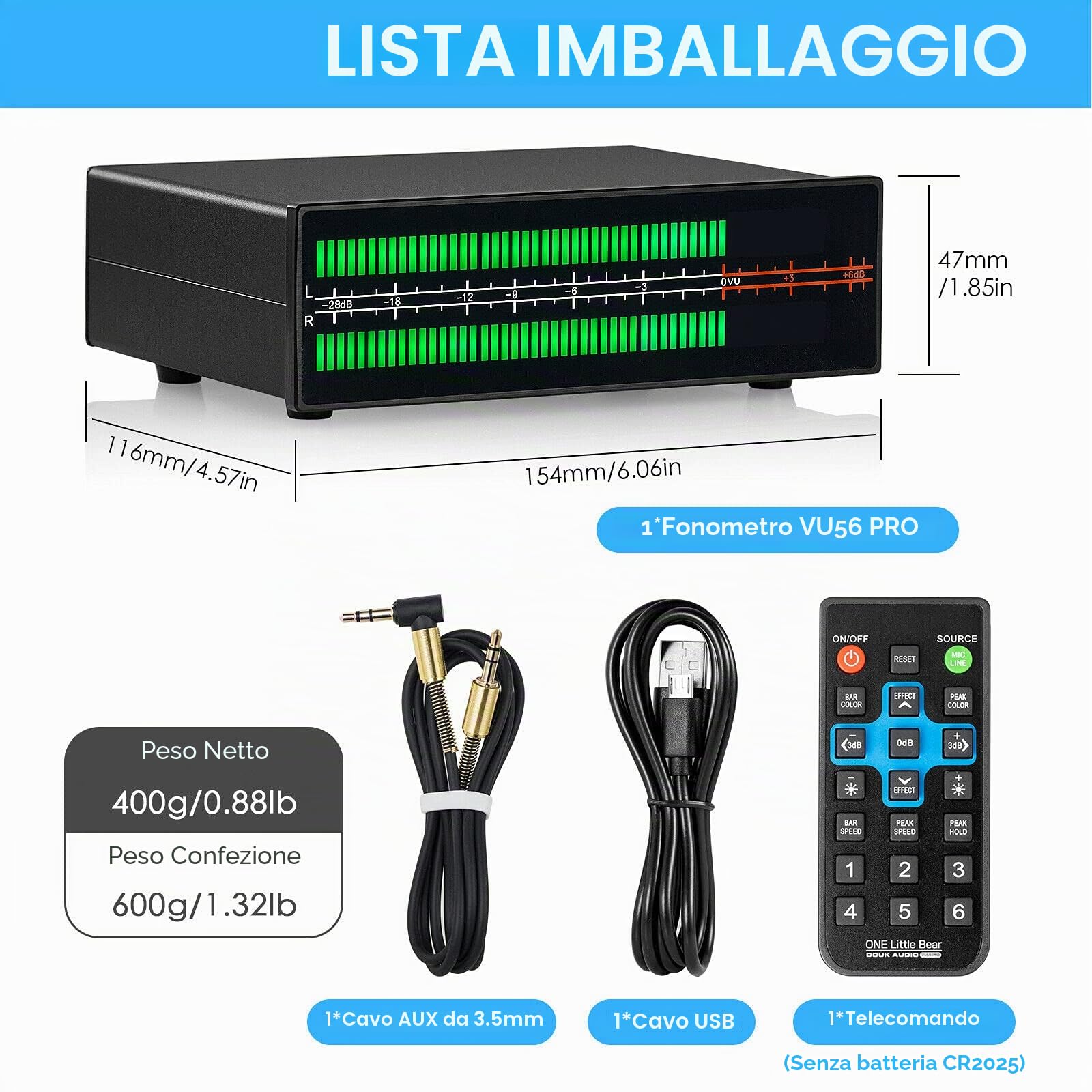 Display del misuratore di livello sonoro a LED a doppio canale MIC Visualizzatore di spettro musicale Home Audio Splitter Adapter