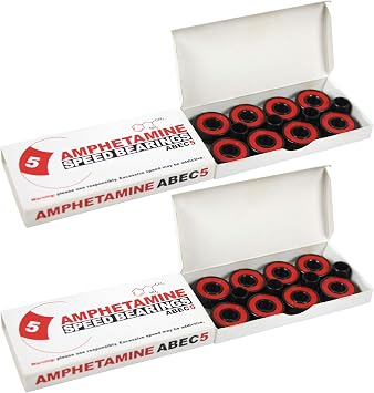 Amphetamine Inline Skate Speed Bearings Set of 16 Pre-Lubricated ABEC 5 Rated Double Shielded Servicable Bearing Pack for 8 Wheels