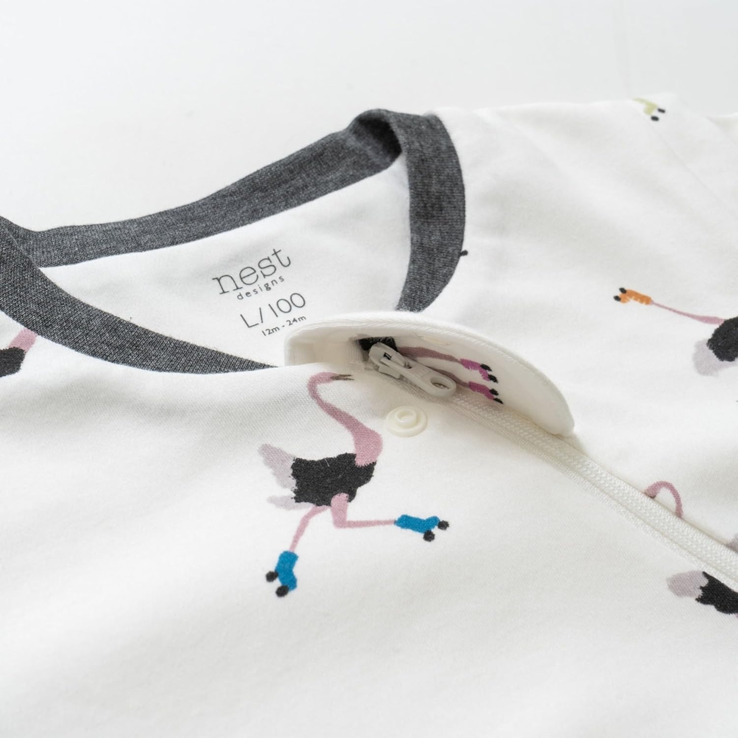 Nest Designs Organic Cotton Removable Long Sleeve Sleep Bag | 1.0 TOG | Ideal for Sensitive Skin