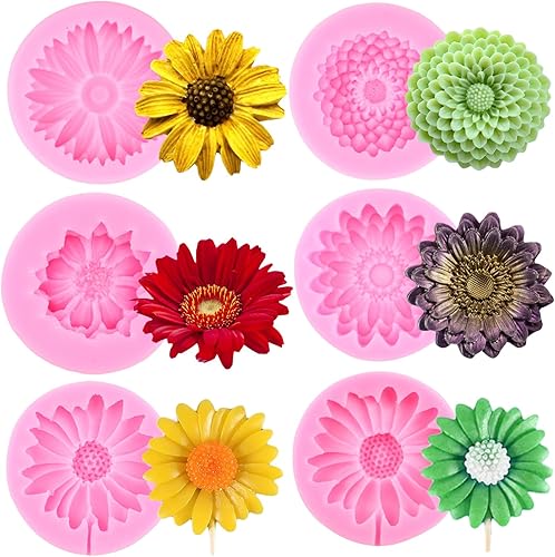 Moldes de silicona de flores de crisantemo, molde de fondant de flores de margarita, molde de caramelo de girasol para decoración de pasteles,