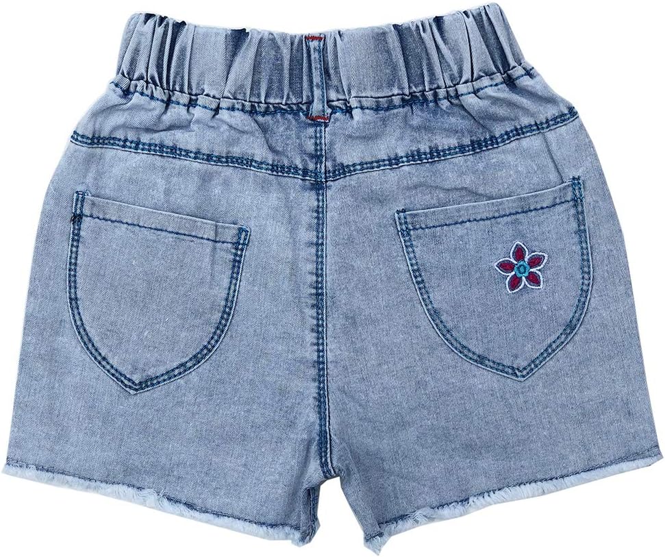 Peacolate 4-11Y Little&Big Girls Summer Denim Shorts Elastic Waistband Flower Ripped Jeans - Image 5