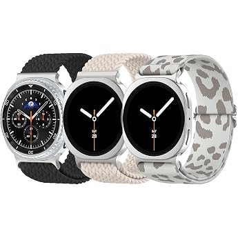 Delidigi Braided Bracelet Compatible with Samsung Galaxy Watch 8 Strap 40 mm 44 mm/8 Classic 46 mm No Gap Soft Nylon Replacement Straps for Men and Women with One Click