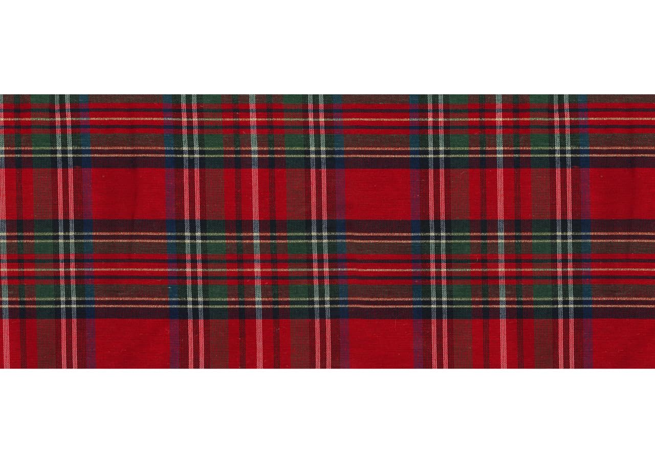 BIANCHERIAWEB Tappeto Passatoia con Retro Antiscivolo Disegno Natalina Lurex Tartan Scozzese Rosso 50x400 Natalina
