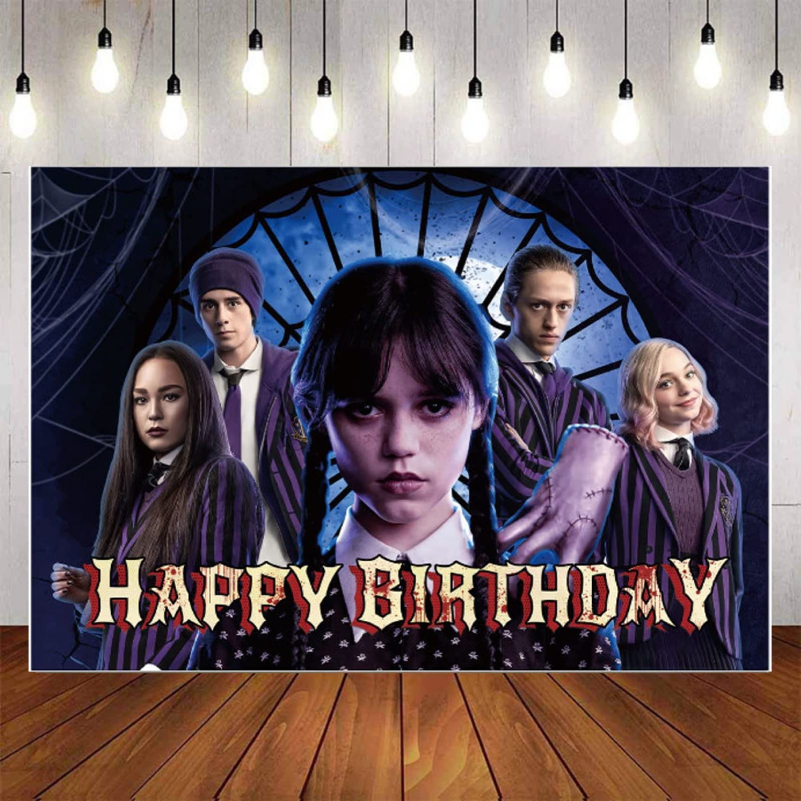 Buy Kids Birthday Photography Background Wednesday Addams Backdrop ...