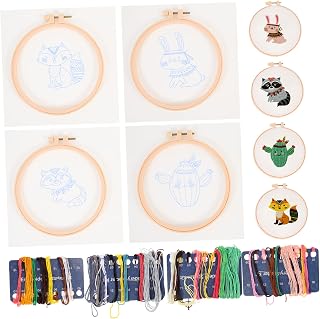 TEHAUX Conjuntos De Bordados Para Crianças Conjuntos De Bordados Cruzados Para Crianças 4 Conjuntos De Kits De Ferramentas Cruzadas Para Crianças Conjunto De Cruz Para Crianças Kit De