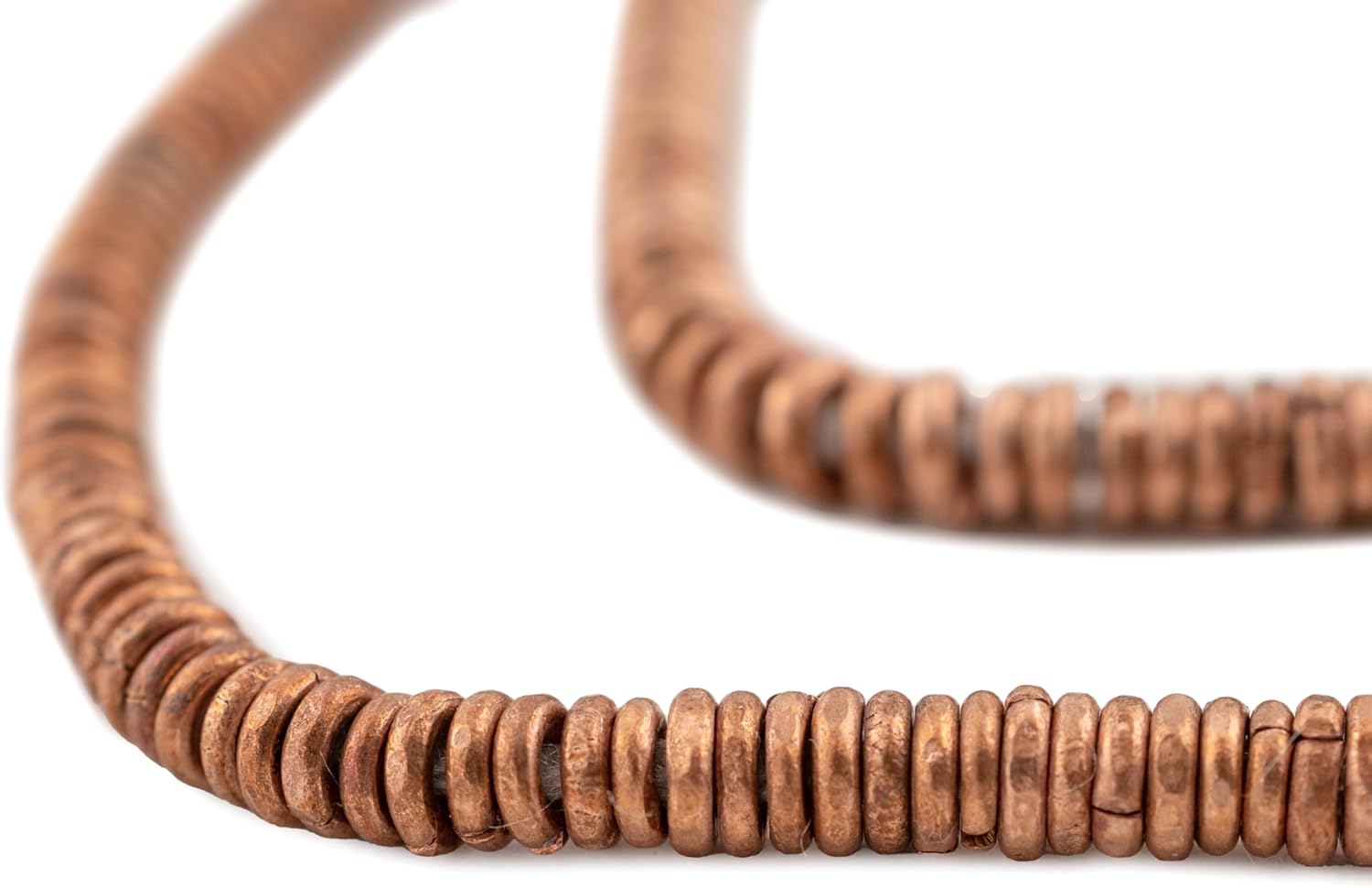 The Bead Chest Kenya Copper Heishi Beads - Full Strand of 3mm African Metal Disk Spacers