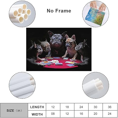 Miniatura 2 de House of French Bulldogs Dogs Playing Poker Póster Pintura Decorativa Lienzo Arte de Pared Pósters de Sala de Estar Dormitorio Pintura 16 x 24