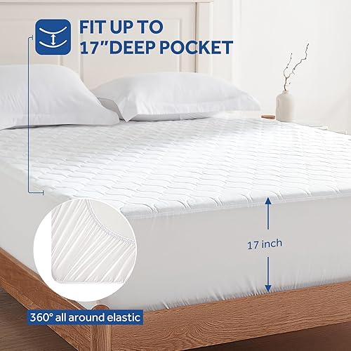 Miniatura 3 de Sealy Protector de colchón térmico tamaño California King, calentador de cama eléctrico acolchado de lujo con doble controlador, 10 ajustes de calor