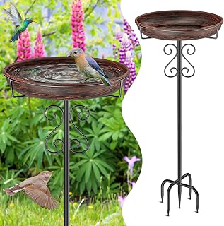 Bird Bath for Outside, 40 Inch Metal Garden BirdBath, Bronze
