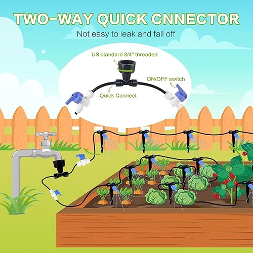 Miniatura 3 de Depel Kit de riego por goteo, sistema de riego de jardín de conexión rápida de 49 pies, sistema de riego de cama elevada, sistema de riego
