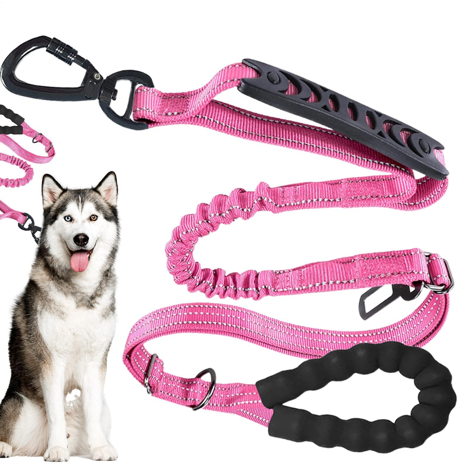 Anti Pull Dog Lead, Bungee Dog Lead, Soft Handle Dog Training Rope, Dog Walking Rope, Adjustable Dog Lead Shock Absorber Large Dog