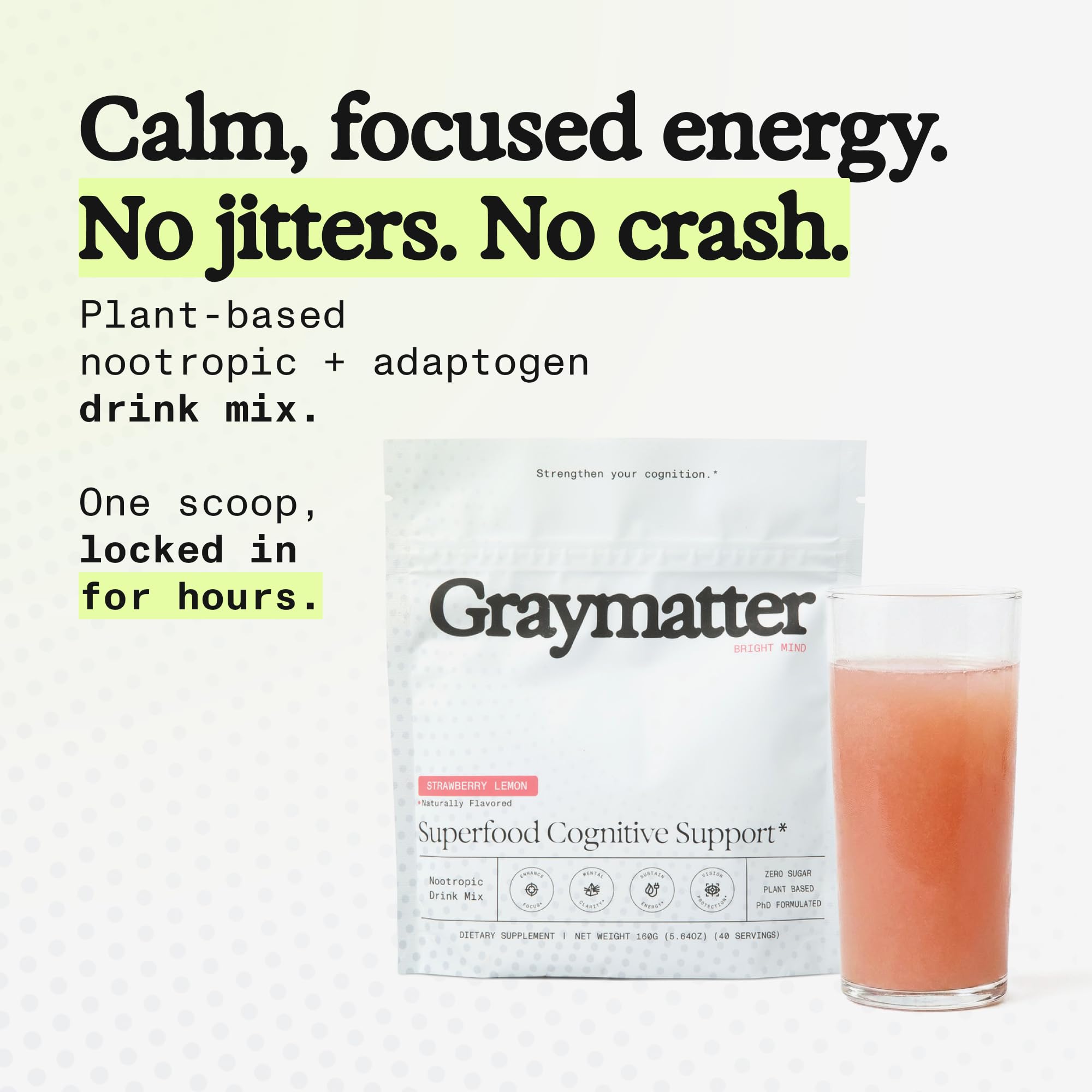Graymatter Cognitive Support Powder, Strawberry Lemon, 40 Servings — Amazon image 3