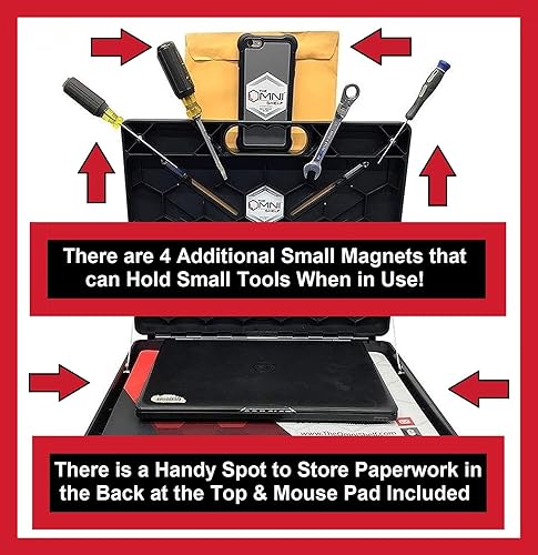 Miniatura 5 de The OmniShelf - Paquete de 5 estaciones de trabajo portátiles magnéticas  caja de herramientas soporte para computadora y laptop estante de utilidad