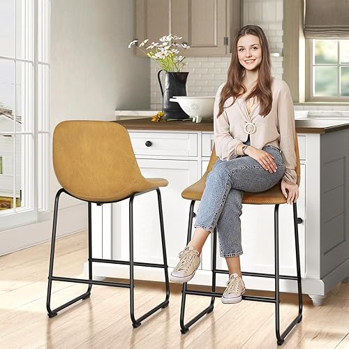 Miniatura 35 de TAVR Juego de 2 sillas de comedor, taburetes de altura de mostrador sin brazos con respaldo que soporta hasta 500 libras para el hogar, cocina,