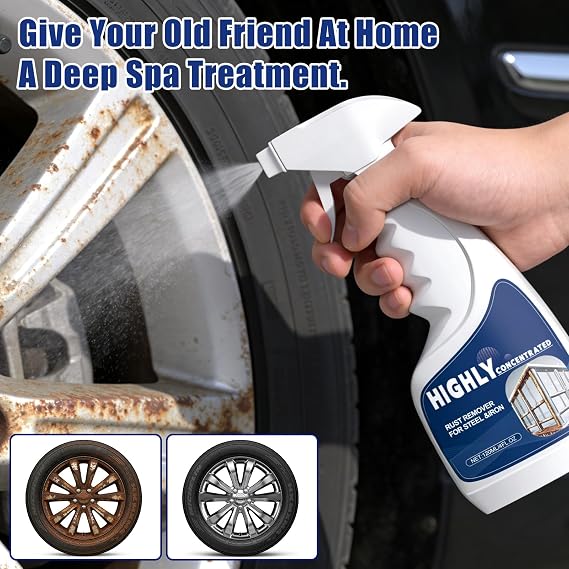 Kubot Rust Remover Spray for Metal, Powerful Rust Remover Heavy Duty Metal Cleaner, Multipurpose Rust Stain Remover for Metal,for Automotive Parts, Tools, Stainless Steel, Fast Acting Rust