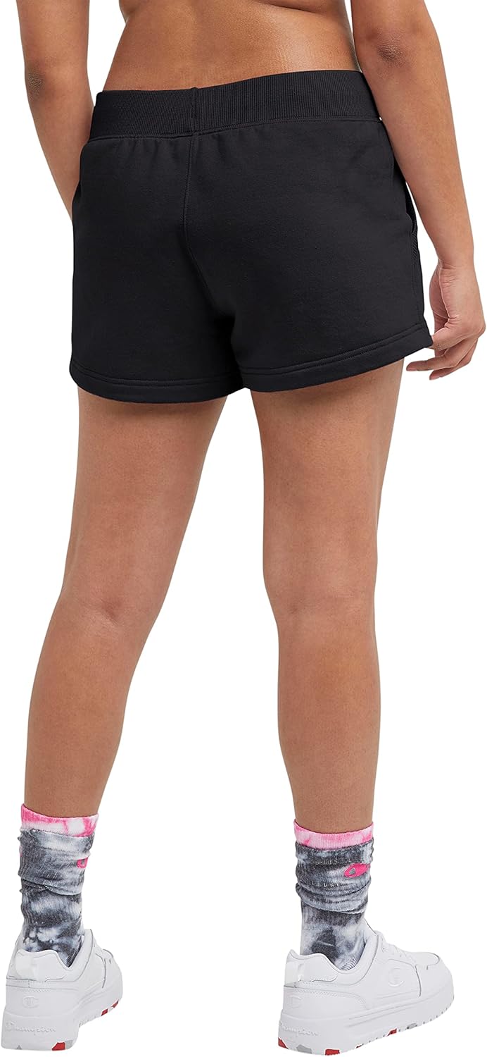 Champion Women's Shorts, Powerblend, Fleece Shorts for Women, Comfortable Shorts, C Logo, 3.5"