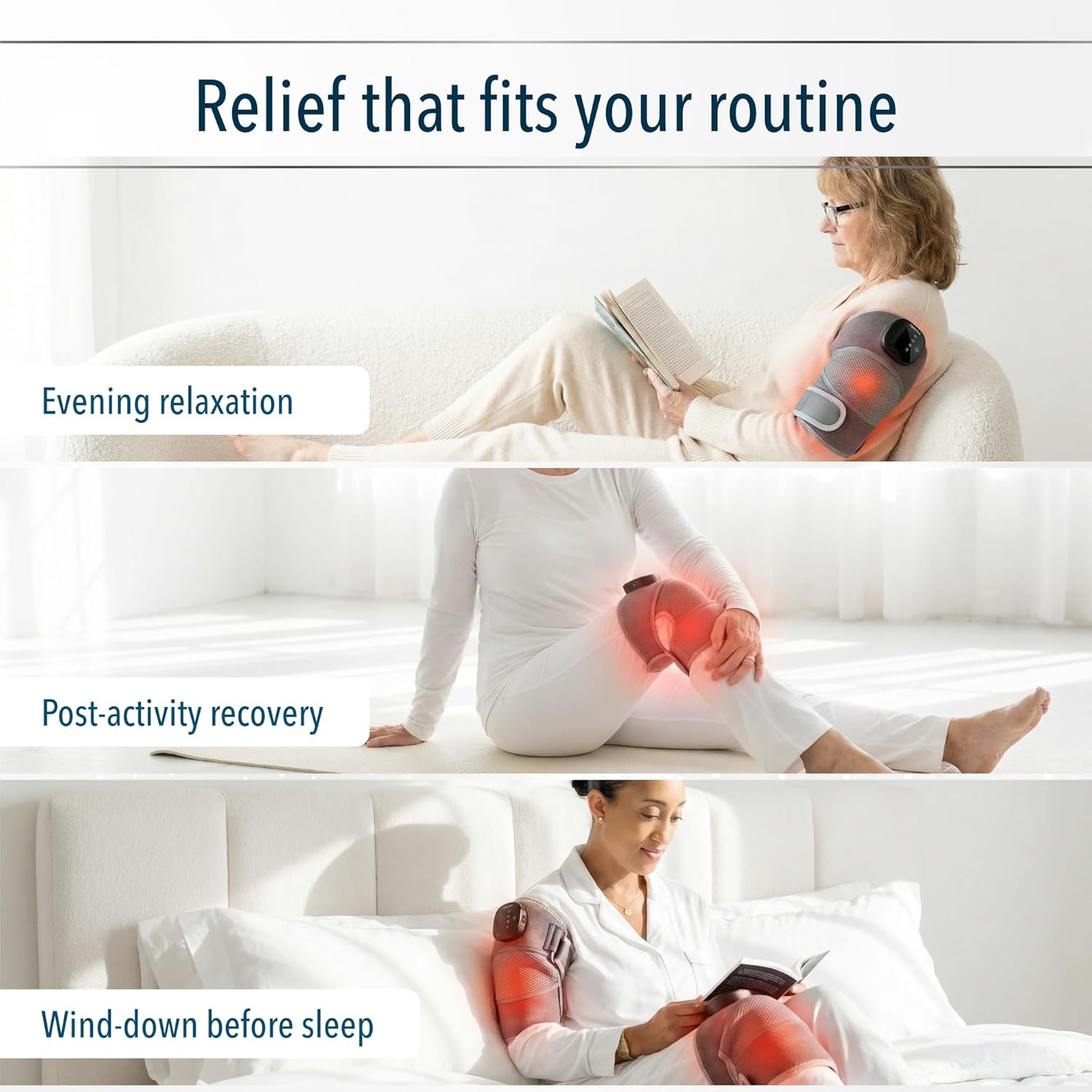 FORTHiQ RED+ Knee Massager with Heat and Red Light Therapy for Pain Relief, Knee Brace with 2 Wavelengths, 3 Massage & 4 Pulsing Modes, 5 Heat Levels, 52 Lights, FSA-HSA Eligible