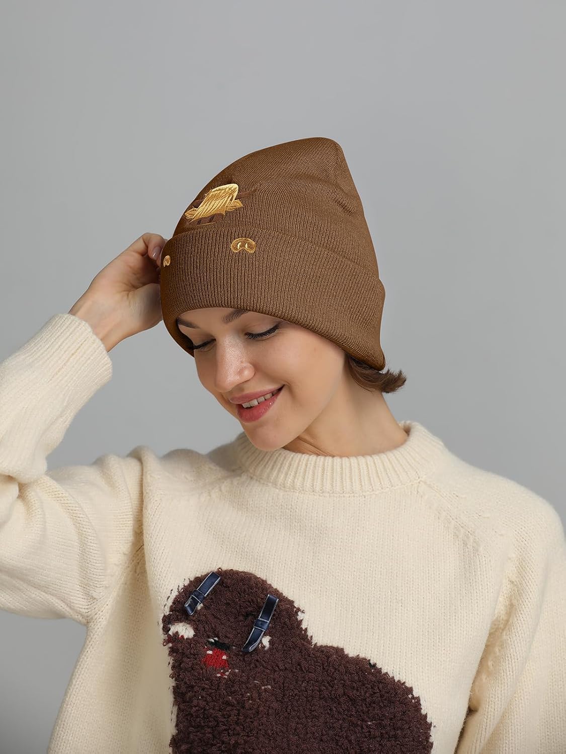 Highland Cow Embroidered Beanie Hat for Women Men Highland Lovers Cute Christmas Stocking Stuffers Animal Birthday Gifts - Image 2