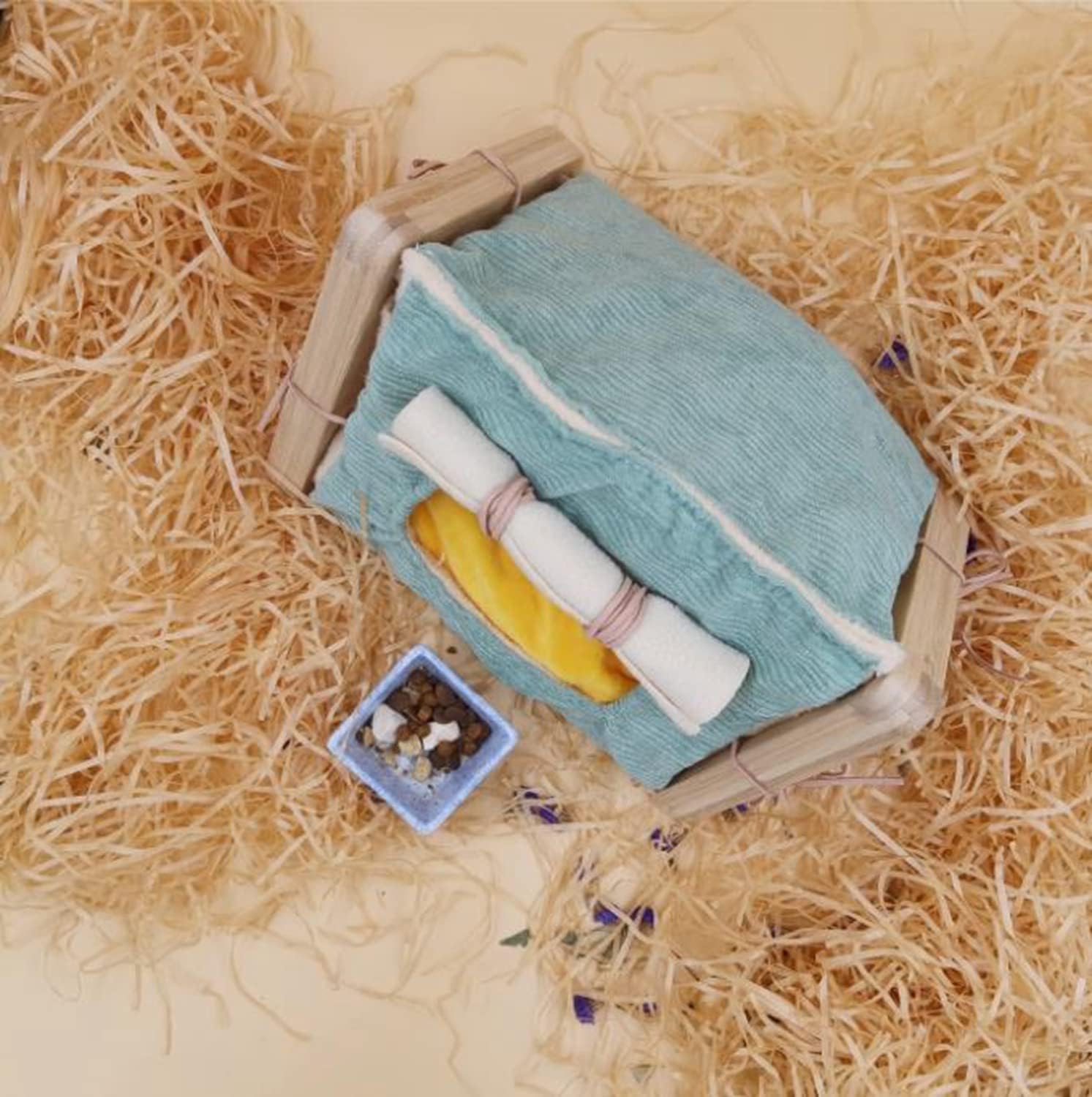 Ferret Wood Teepee Tent Cave Bed Warm House Habitat Hideout Nest Toys for Small Animal Hamster Sugar Glider Hedgehog Gerbil Rat Bearded Dragon Bird (Green)