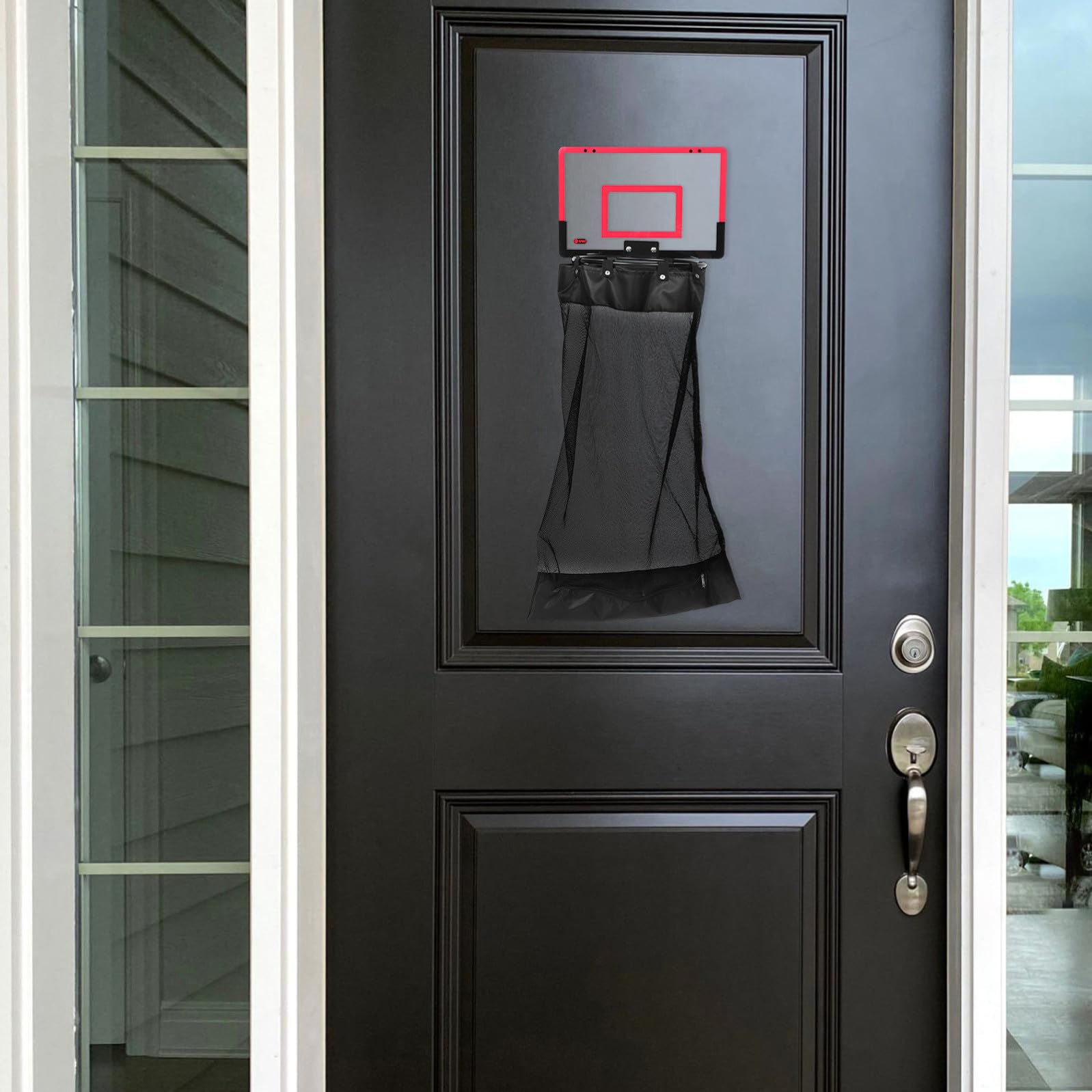 Cesto Bucato a Canestro da Porta Zip in Rete Rosso