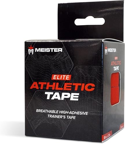 Miniatura 3 de Meister Elite Athletic Tape - Cinta de entrenamiento transpirable de alto adhesivo, paquete de 2 rollos, color rojo