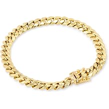 Nuragold 14k Real Yellow Gold Miami Cuban Link 6.5mm Chain Italian Bracelet