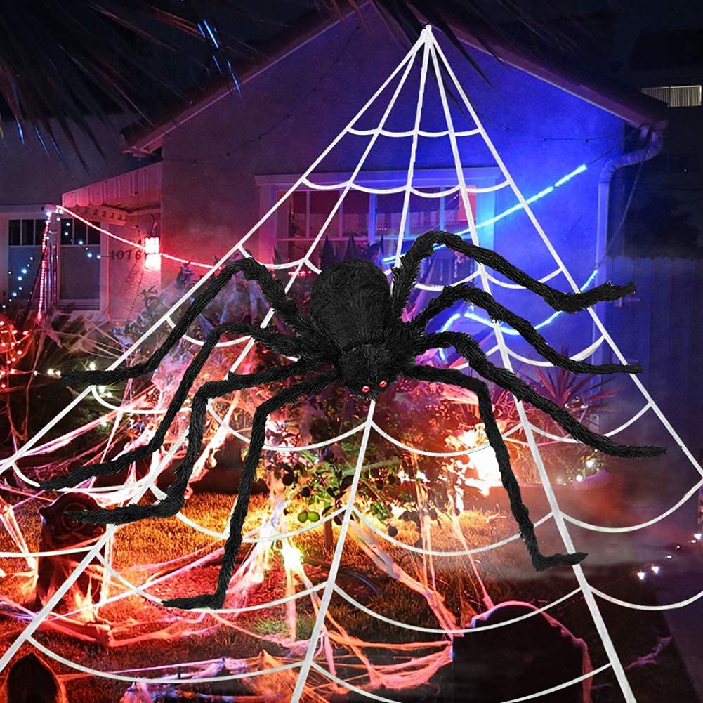 GIGALUMI - Decoración de Halloween telaraña Gigante de 23 pies, araña