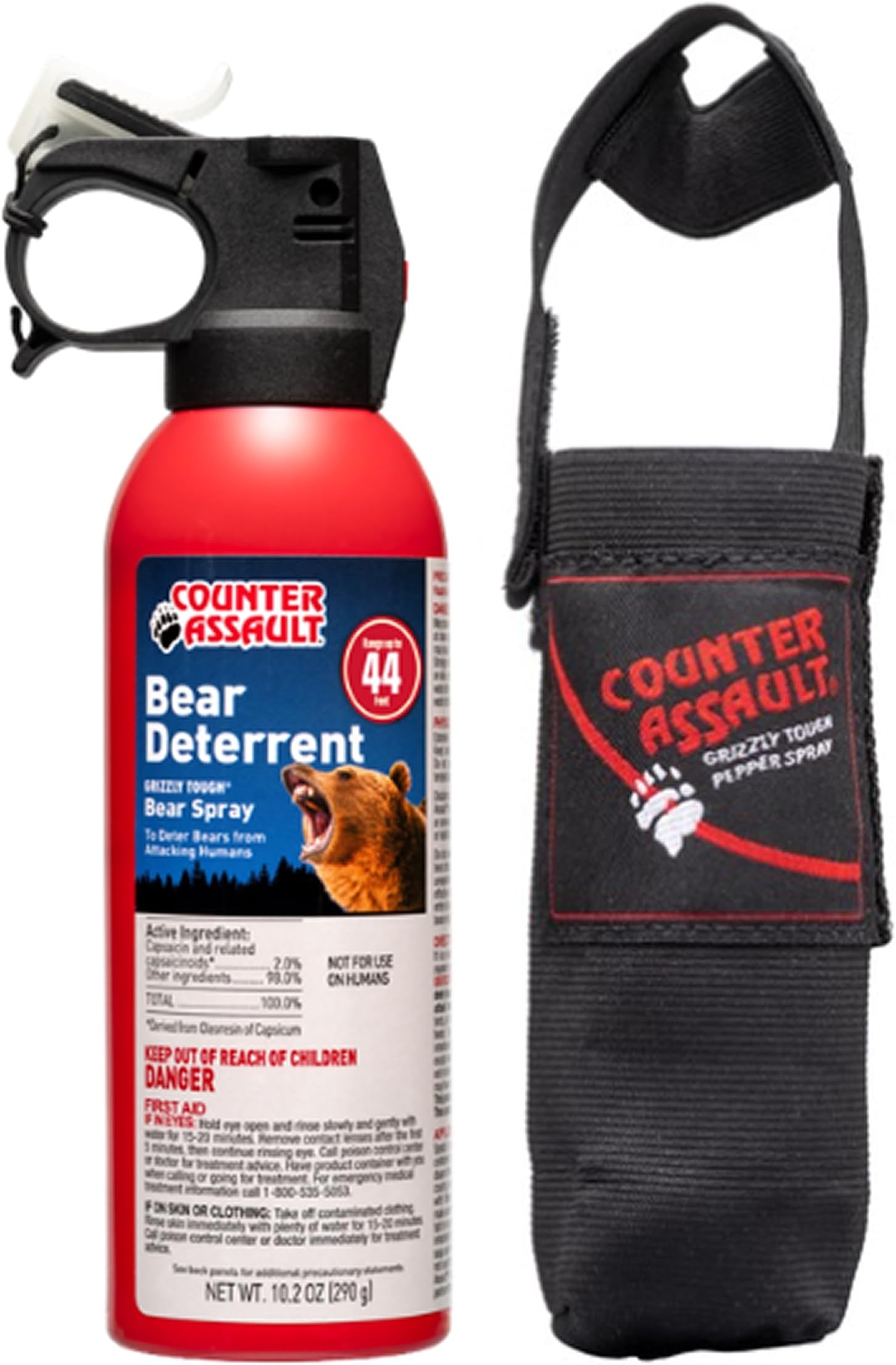 Counter Assault Bear Spray - Bears, Mountain Lions, Coyotes - Long-Range 44ft Distance - Pepper Spray Safety Gear for Hiking & Camping Protection - 2% Capsaicin - 10.2 oz