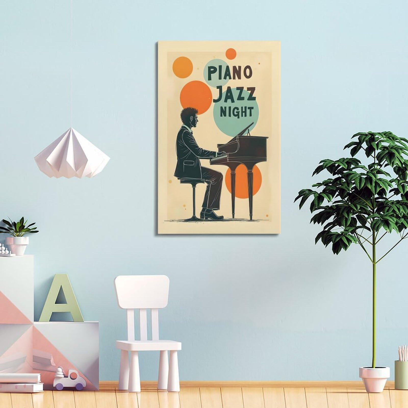 ZlXXYZ Poster su tela per decorazione moderna di famiglia e ufficio, motivo: musica pianoforte, musica jazz, 40 x 60 cm, stile cornice