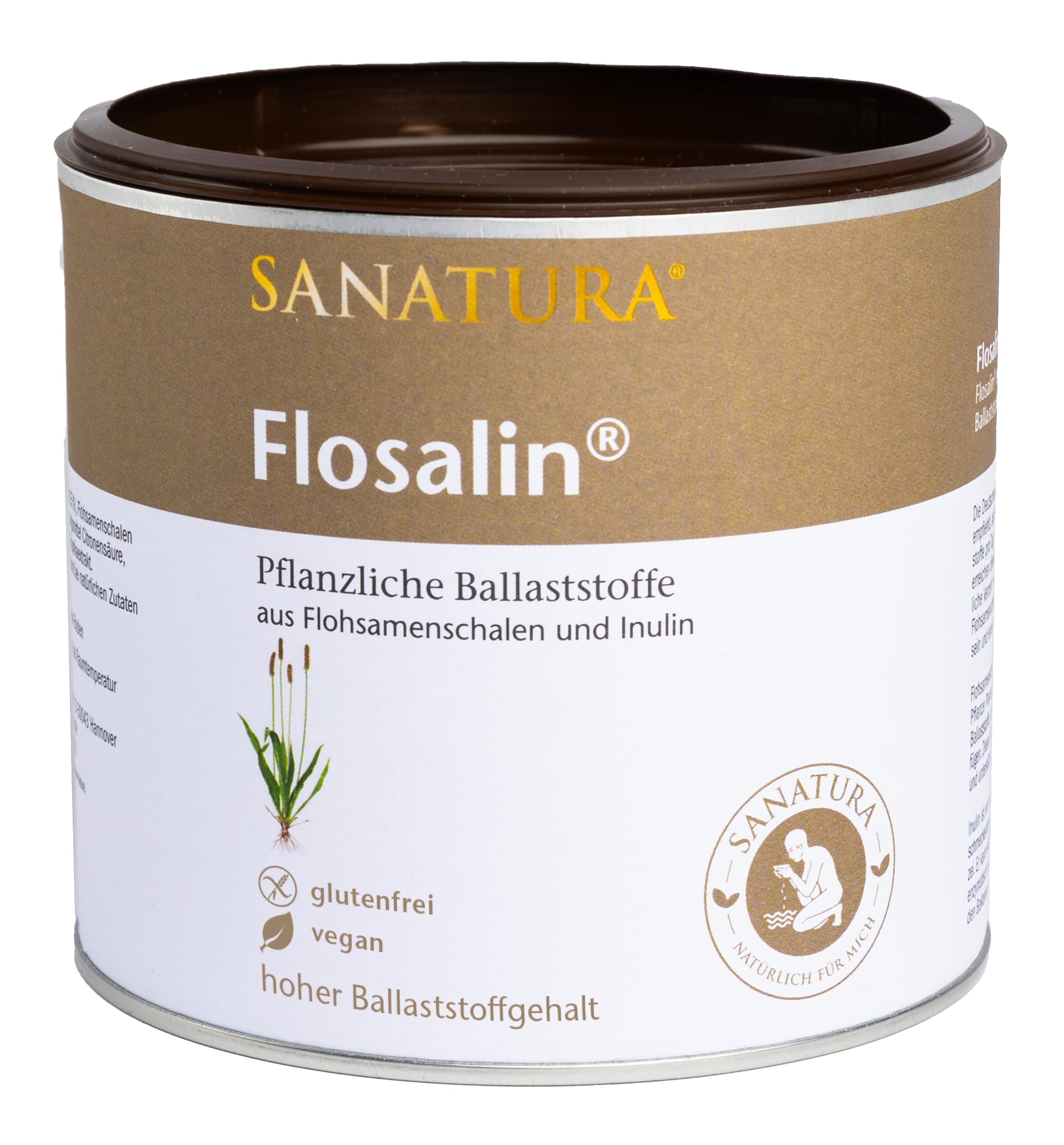 Sanatura Flosalin – Flohsamenschalen & Inulin Ballaststoffpulver, 250 g