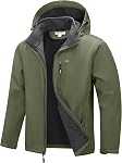 33,000ft Men's Softshell Jacket with Hood Fleece Lined Windbreaker Lightweight Waterproof Jackets for Hiking