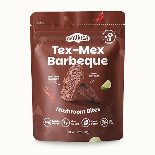 Miniatura 11 de Mourish Vegan Mushroom Bites - Trío de aventuras picantes, paquete de 3 (2 onzas), buena fuente de proteína y fibra, carne seca a base de plantas