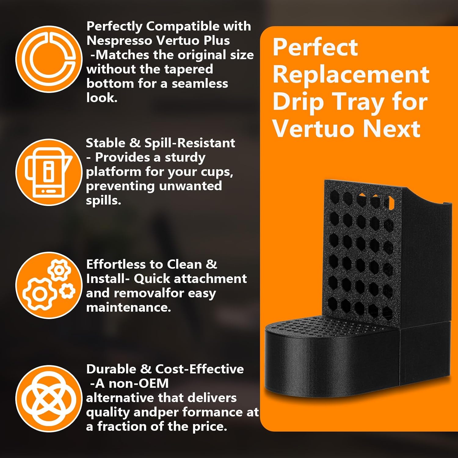 Compatible with Nespresso Essenza Mini 3-Piece Replacement Kit: Cup Holder, Capsule Tray, and Drip Tray Set - Compatible Coffee Machine Accessories
