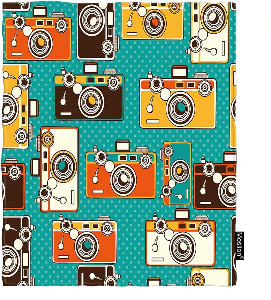 Moslion Camera Blanket Vintage Colorful Photo Cameras Retro