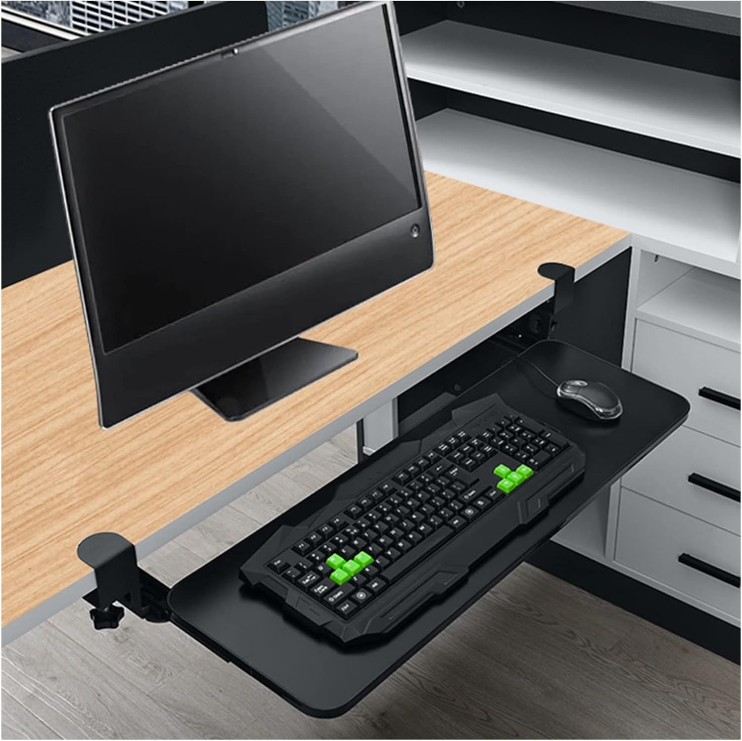 Clampon Keyboard Tray Under Desk, Ergonomic Slide Out